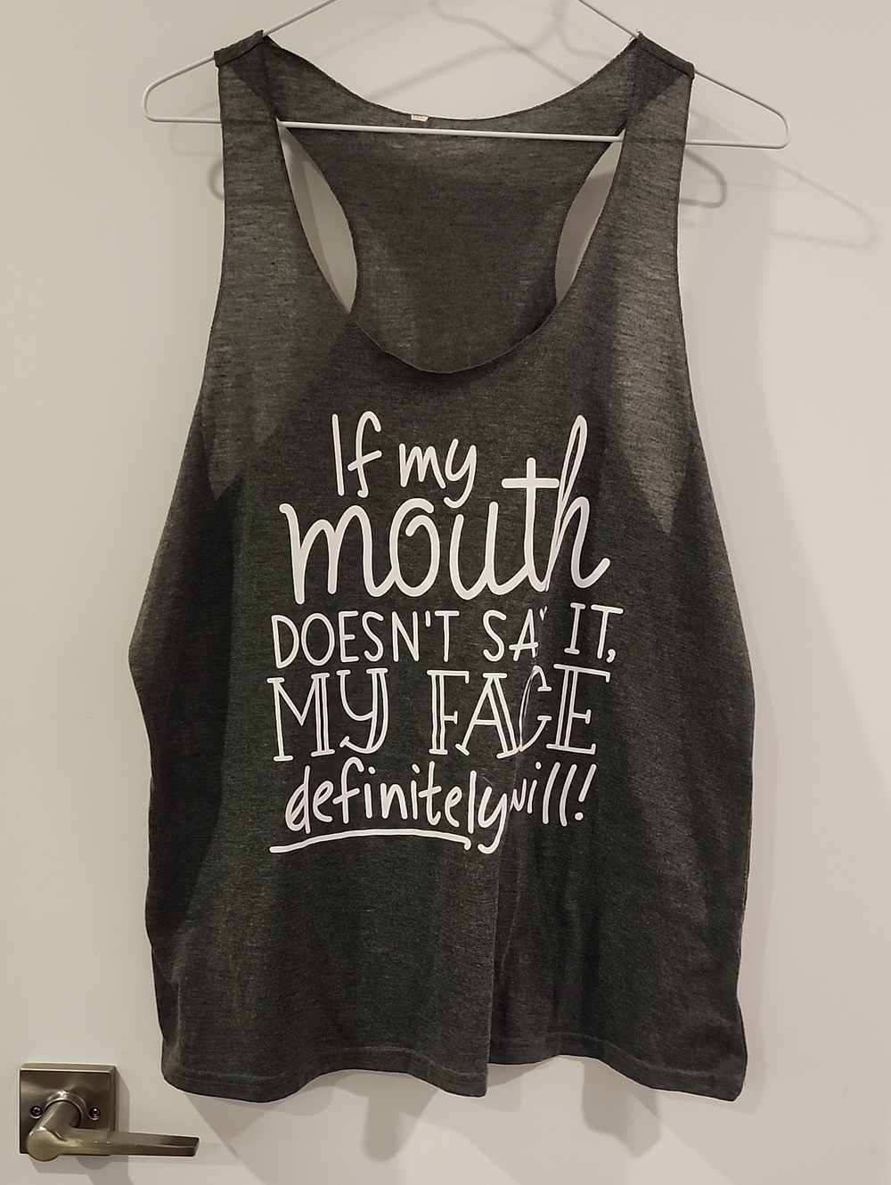 P2P 22" Graphic Racerback Tank Top - Charcoal with White Script